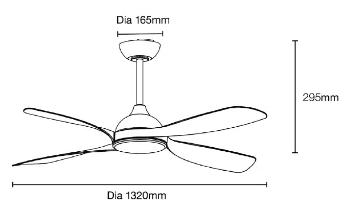 Hampton DC Ceiling Fan 52" 4 Blade Matt White & Oak With WIFI Remote - MHDC134WO