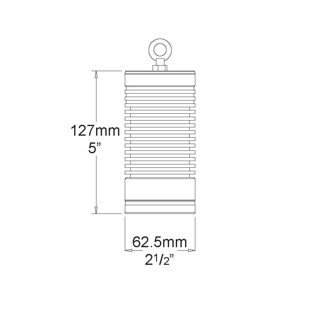Hanging High Power Aluminium LED Light 12W 24V DC 3000K Black - HL/HP