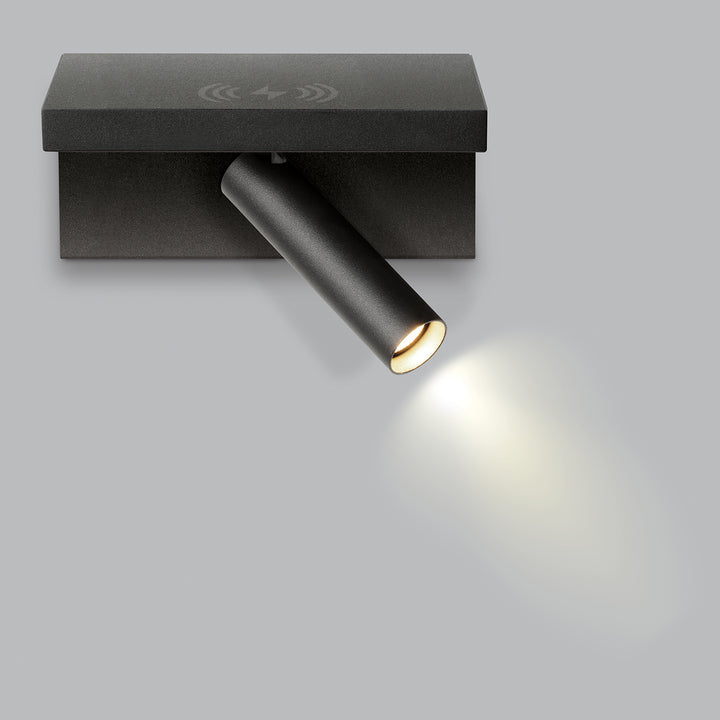 Hilton Spotlight with Wireless Charger & USB  Black - SI A/HILTON/5W/BLACK