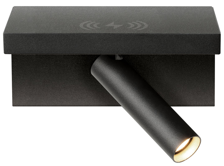 Hilton Spotlight with Wireless Charger & USB Black - SI A/HILTON/5W/BLACK