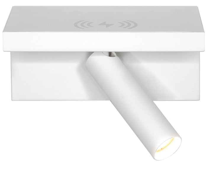 Hilton Spotlight with Wireless Charger & USB White - SI A/HILTON/5W/WHITE