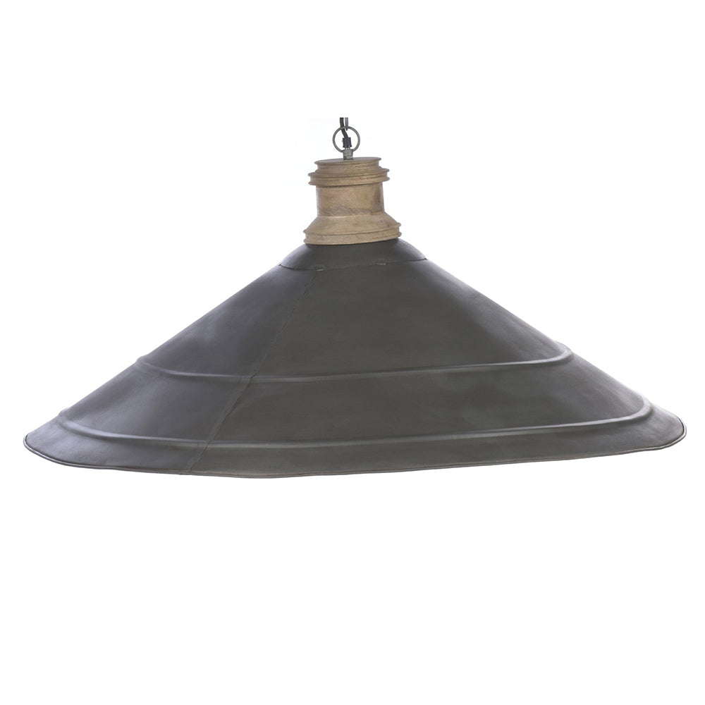 Buy Pendant Lights Australia Hudson 1 Light Extra Large Iron Dish Pendant Antique Zinc, Wood - ZAF10219