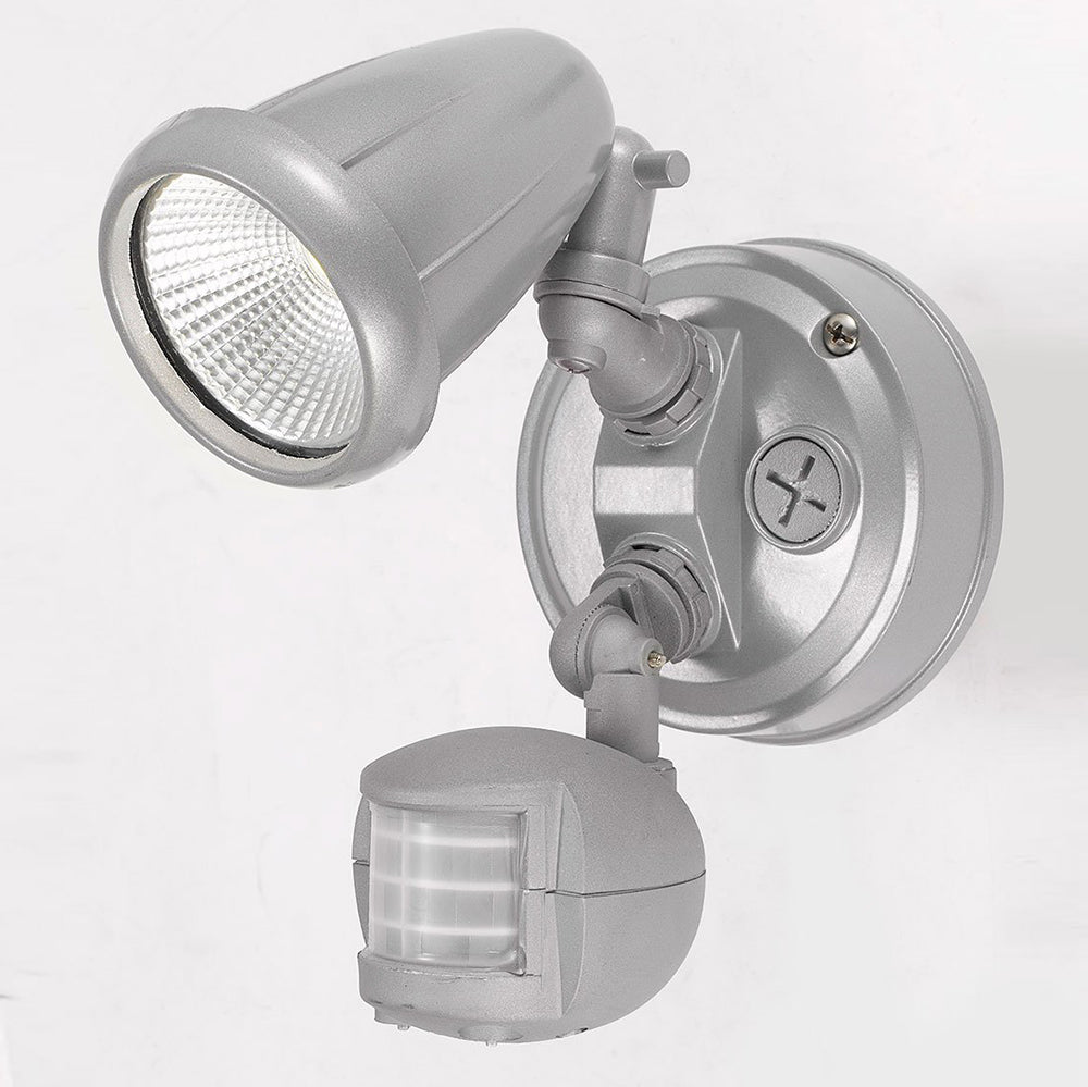Buy Security Wall Lights Australia Illume 1 Light Spotlight LED Sensor IP44 5000K Silver - ILLUME EX1S-SL