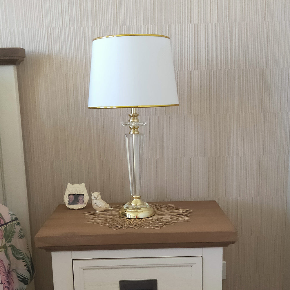Buy Table Lamps Australia Diana 1 Light Table Lamp Gold, Crystal, White - DIANA TL-GD+WH
