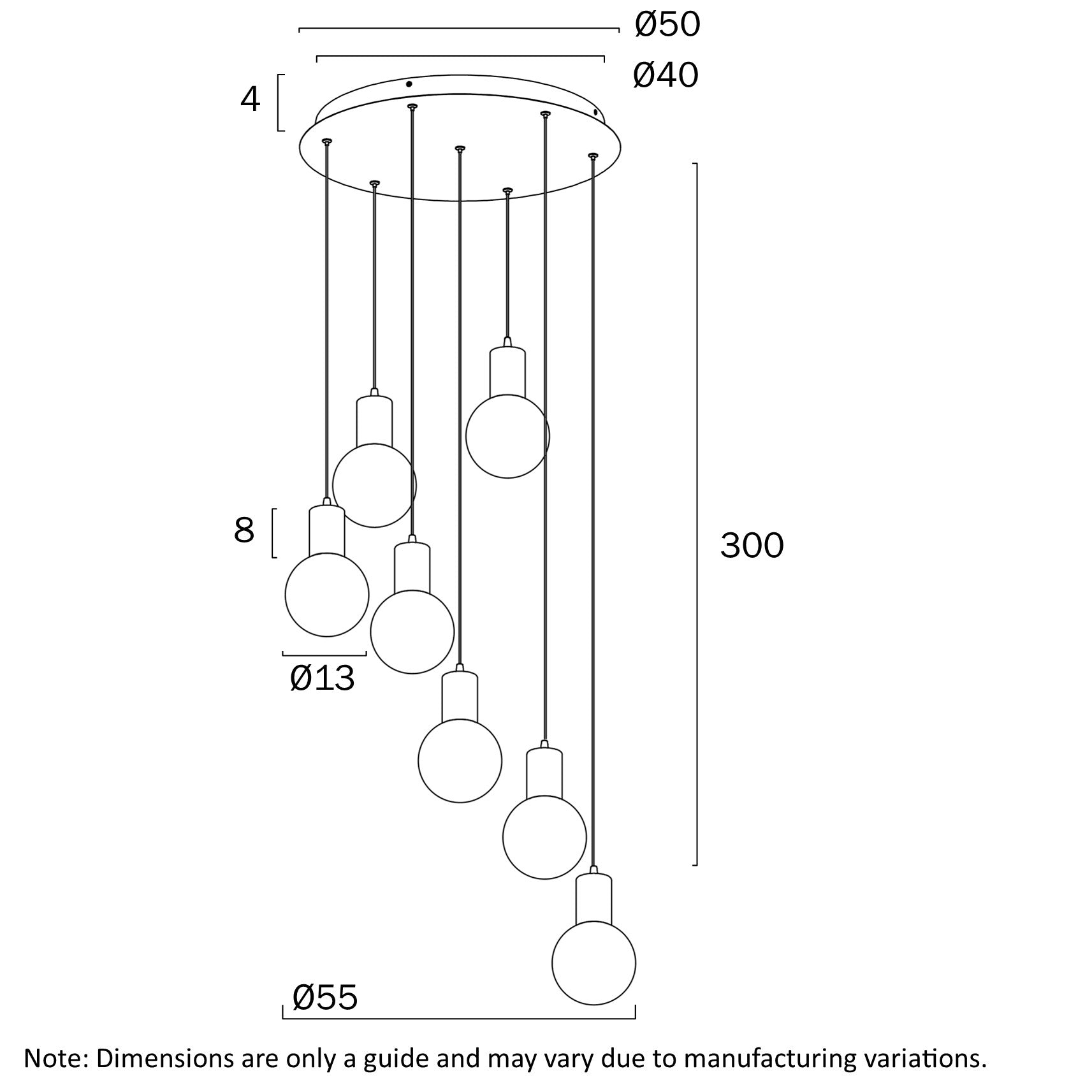 Invar LED Pendant 40W 4000K Black & Nickel Matt - INVAR PE7-NKCL