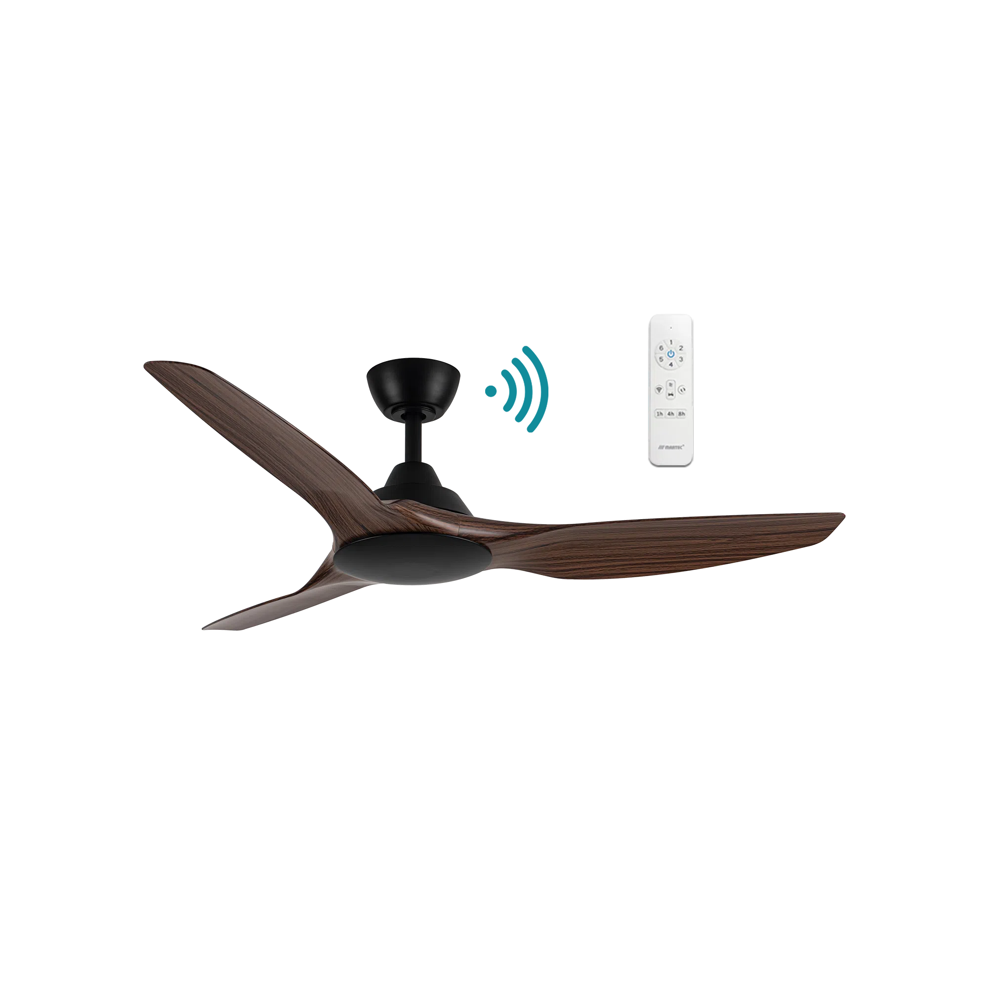 Impact DC Ceiling Fan 52" 3 Blade Matt Black & Walnut With WIFI Remote - MIDC133MWN