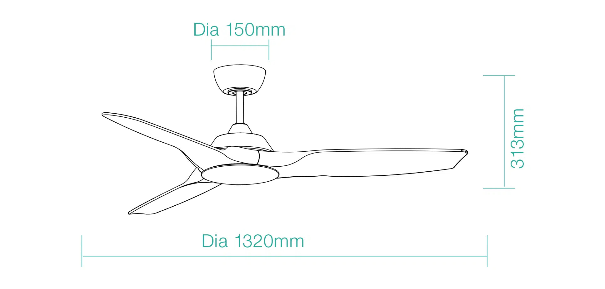 Impact DC Ceiling Fan 52" 3 Blade Matt White With WIFI Remote - MIDC133W