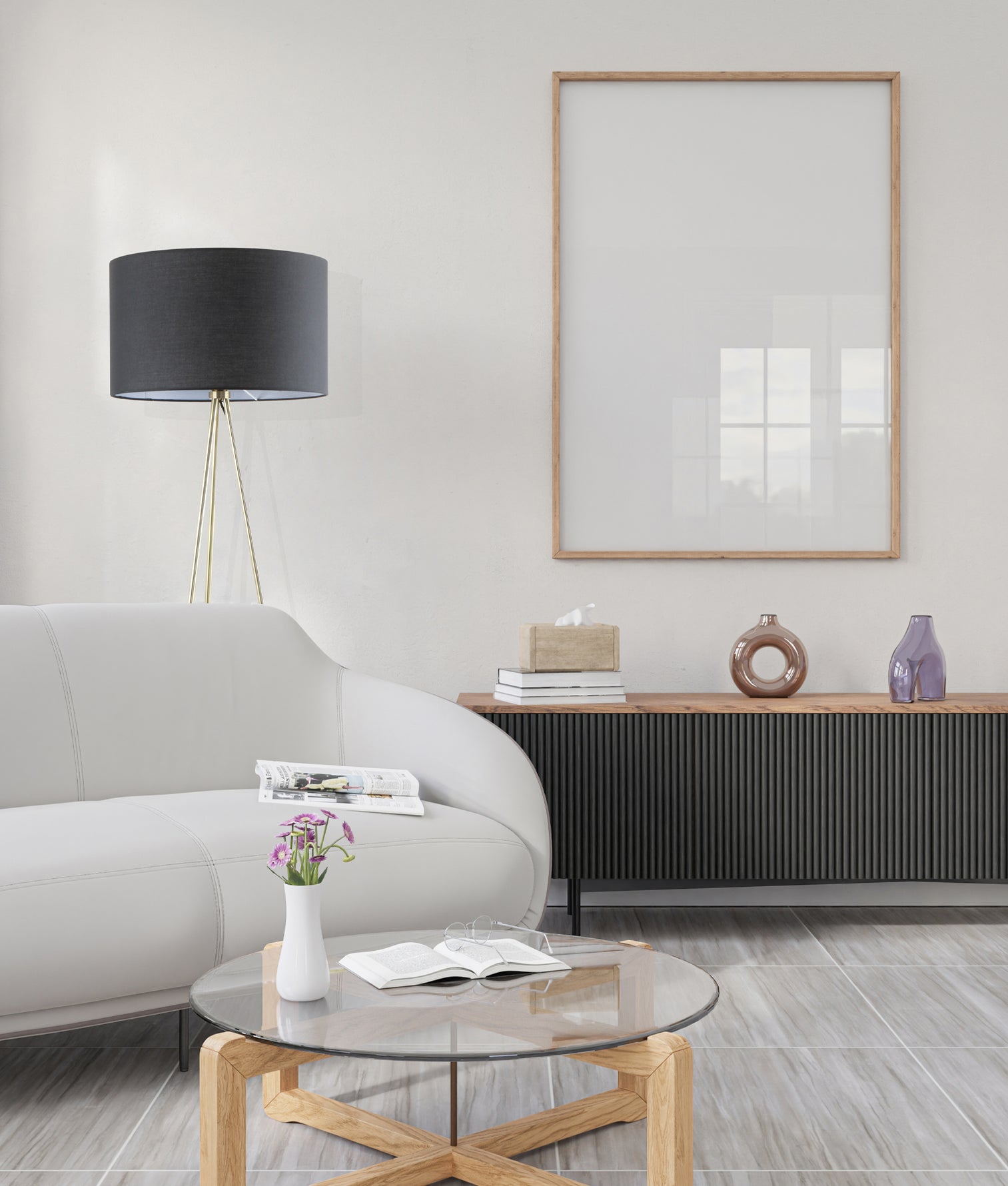 Jambes Floor Lamp Antique Brass Base With Black Shade - JAMBES-F1