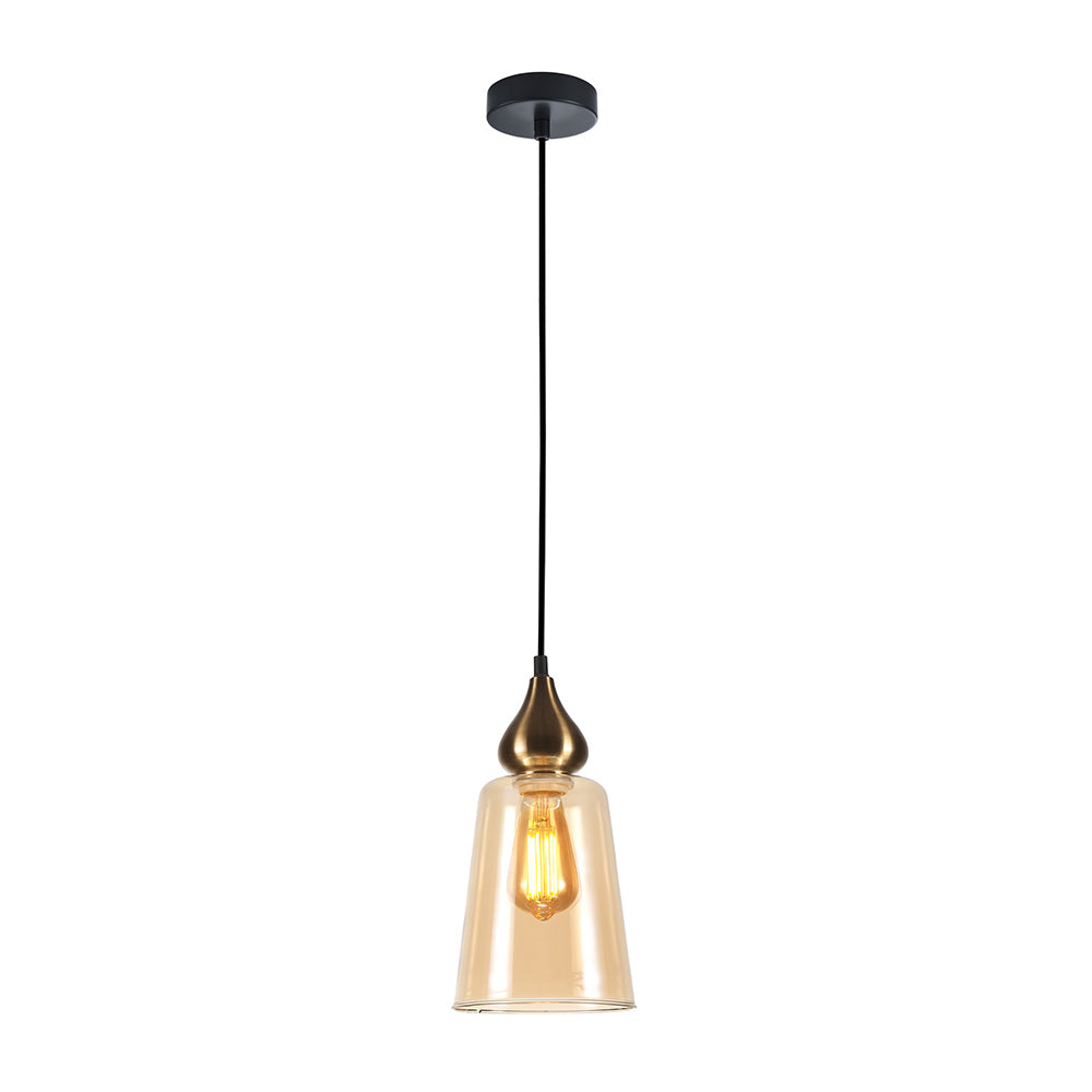Buy Pendant Lights Australia Interior Ellipse Glass Shape 1 Light Pendant Bronze Amber - JEREZ1