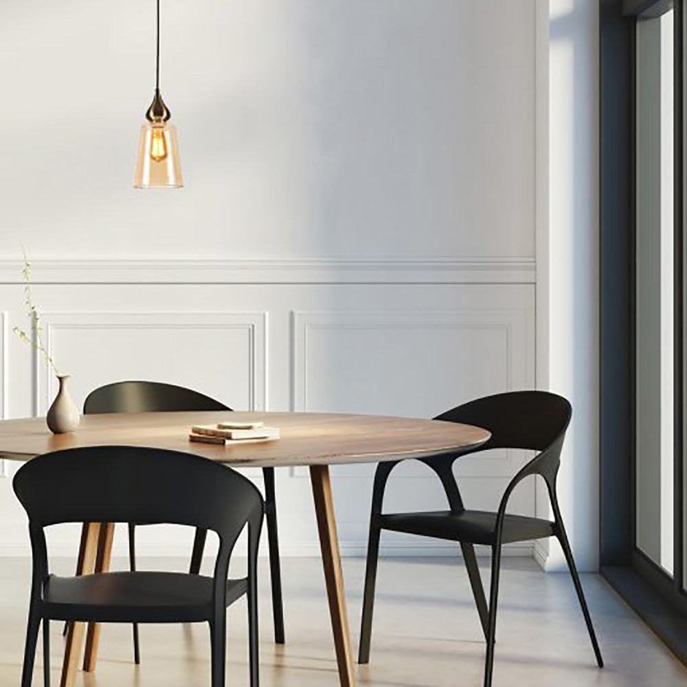 Buy Pendant Lights Australia Interior Ellipse Glass Shape 1 Light Pendant Bronze Amber - JEREZ1