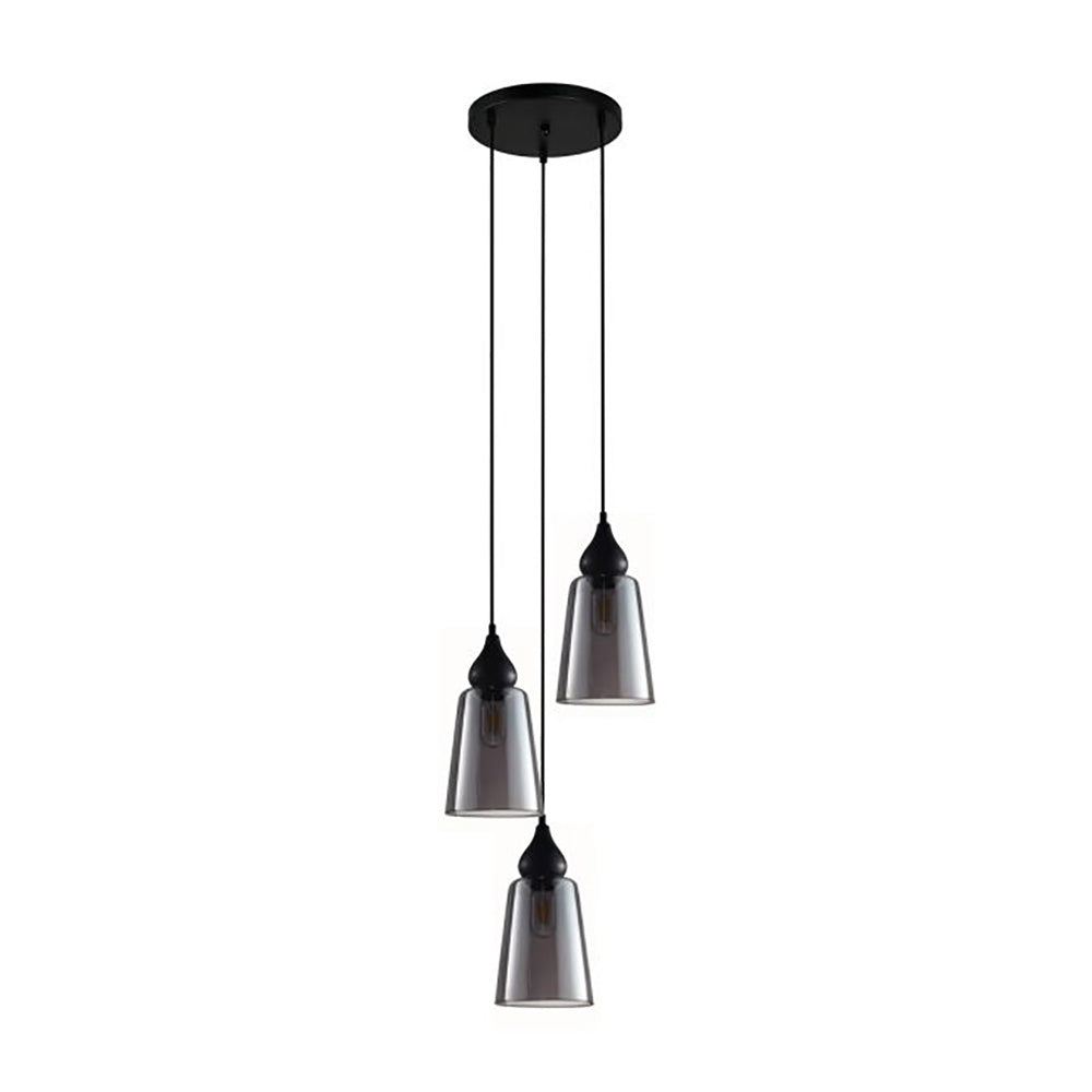 Buy Cluster Pendants Australia Interior Ellipse Glass Shape 3 Light Cluster Pendant Black Smoke - JEREZ2X3R
