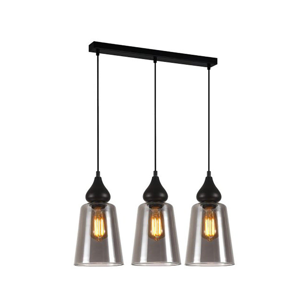Buy Island Pendant Lights Australia Interior Ellipse Glass Shape 3 Light Island Pendant Black Smoke - JEREZ2X3S