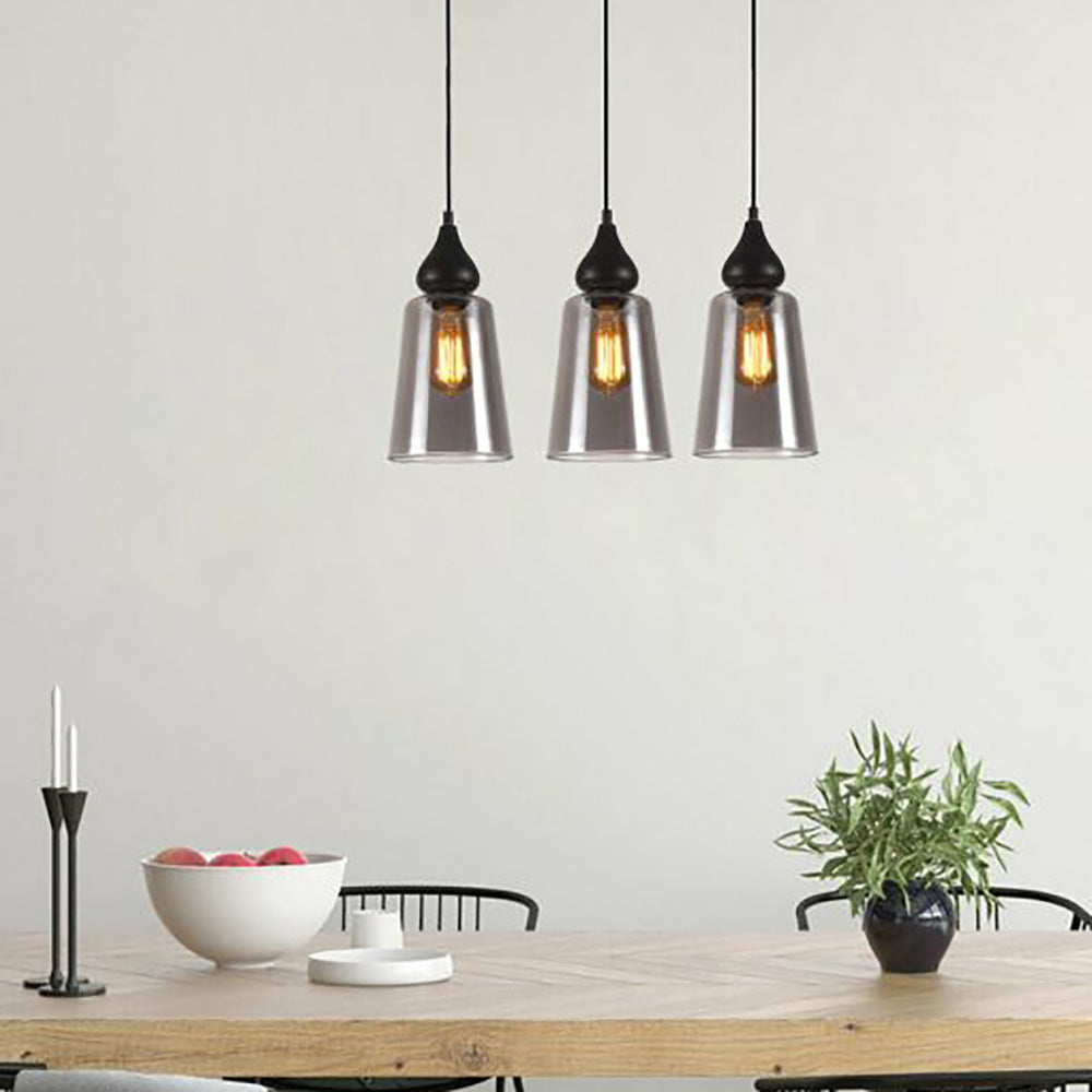 Buy Island Pendant Lights Australia Interior Ellipse Glass Shape 3 Light Island Pendant Black Smoke - JEREZ2X3S