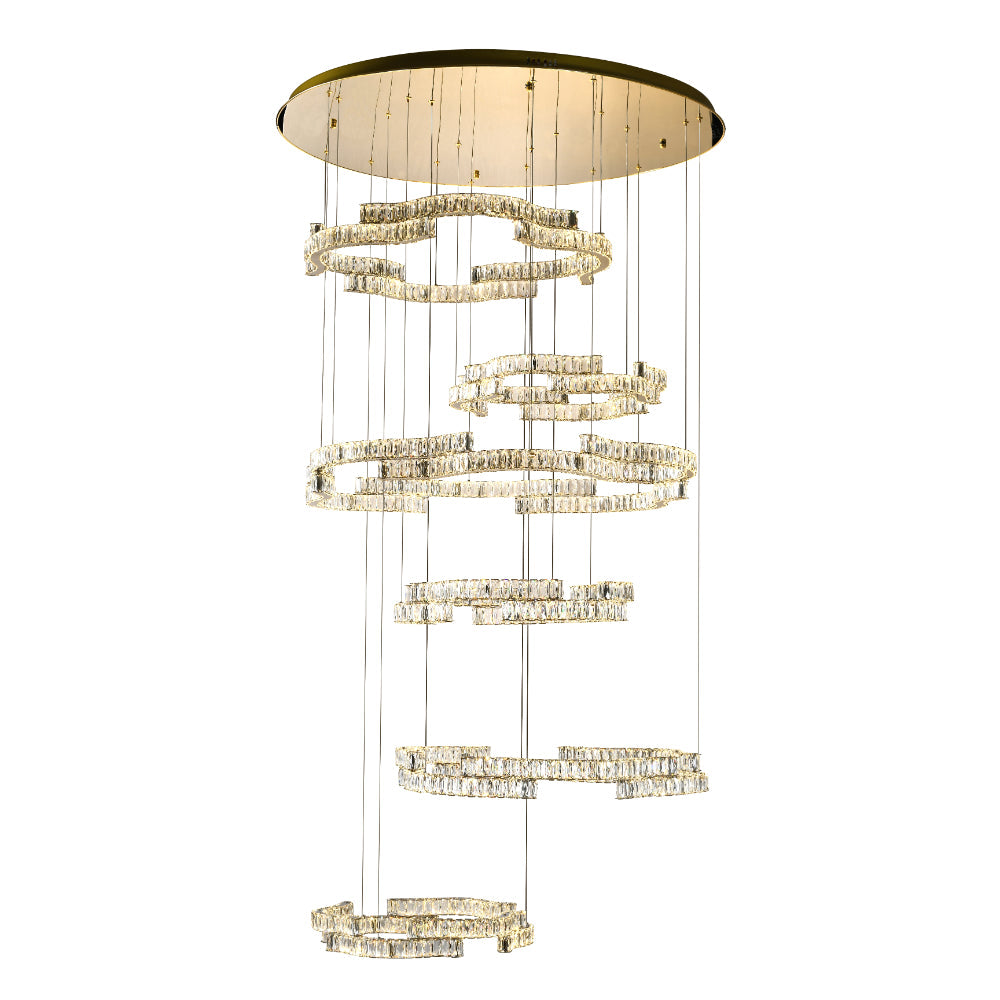 Jura 6 Tier LED Pendant 360W TRI Colour Gold - JURA PE6T-GD3C