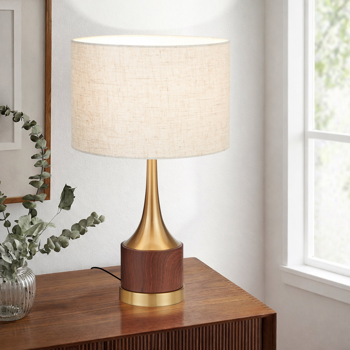 Karos Table Lamp Walnut & Antique Gold - KAROS TL-WDAG