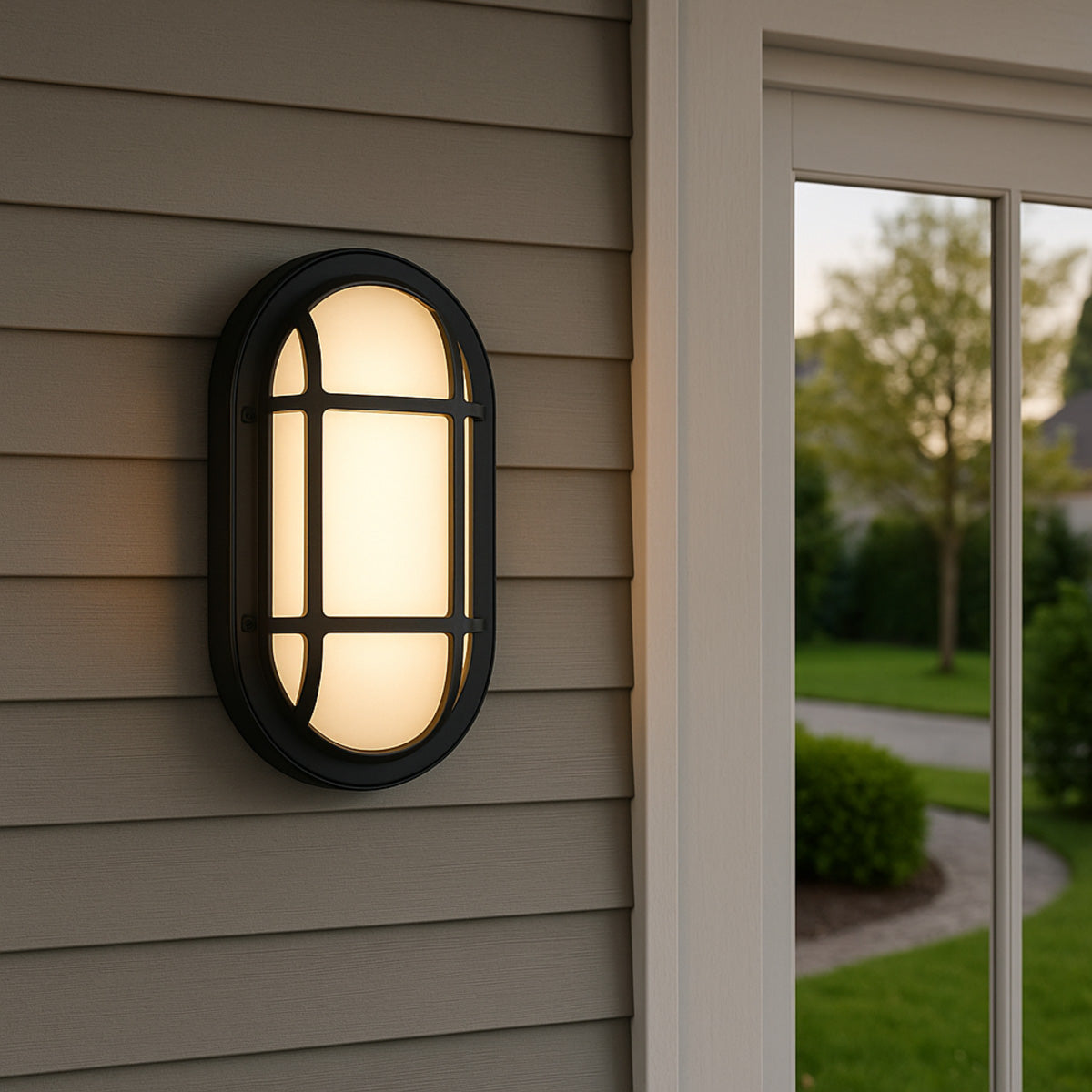 Kelo LED Oval Bunker Light 10W TRI Colour Black - KELO RE22-BK