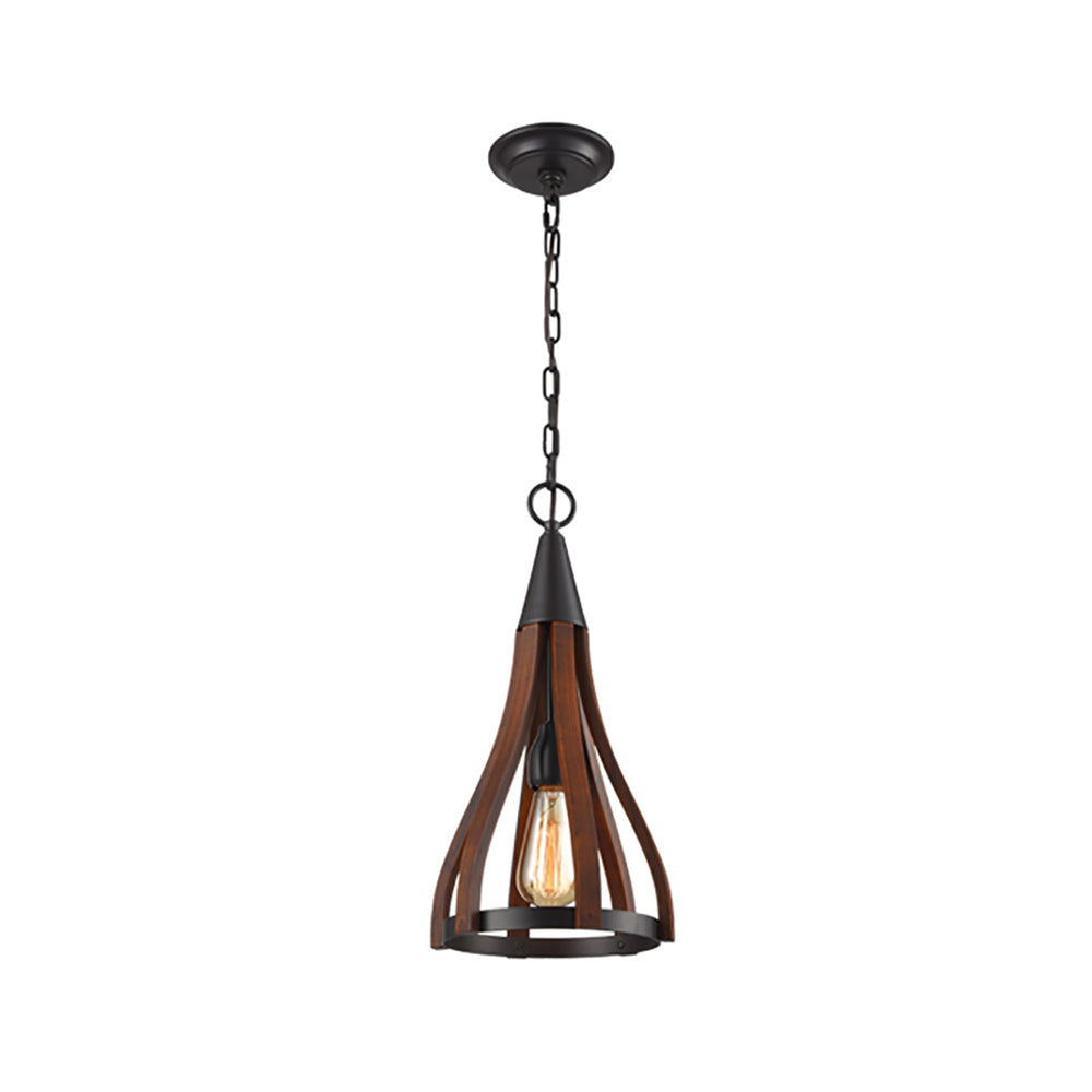 Buy Pendant Lights Australia KHALEESI Oak Dark Red Wood 1 Light Small Pendant - KHALEESI1