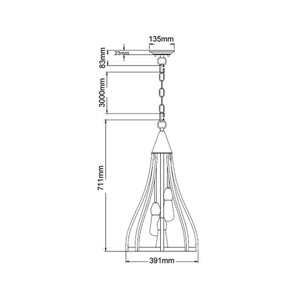 Buy Pendant Lights Australia KHALEESI Oak Dark Red Wood 3 Light Medium Pendant - KHALEESI2