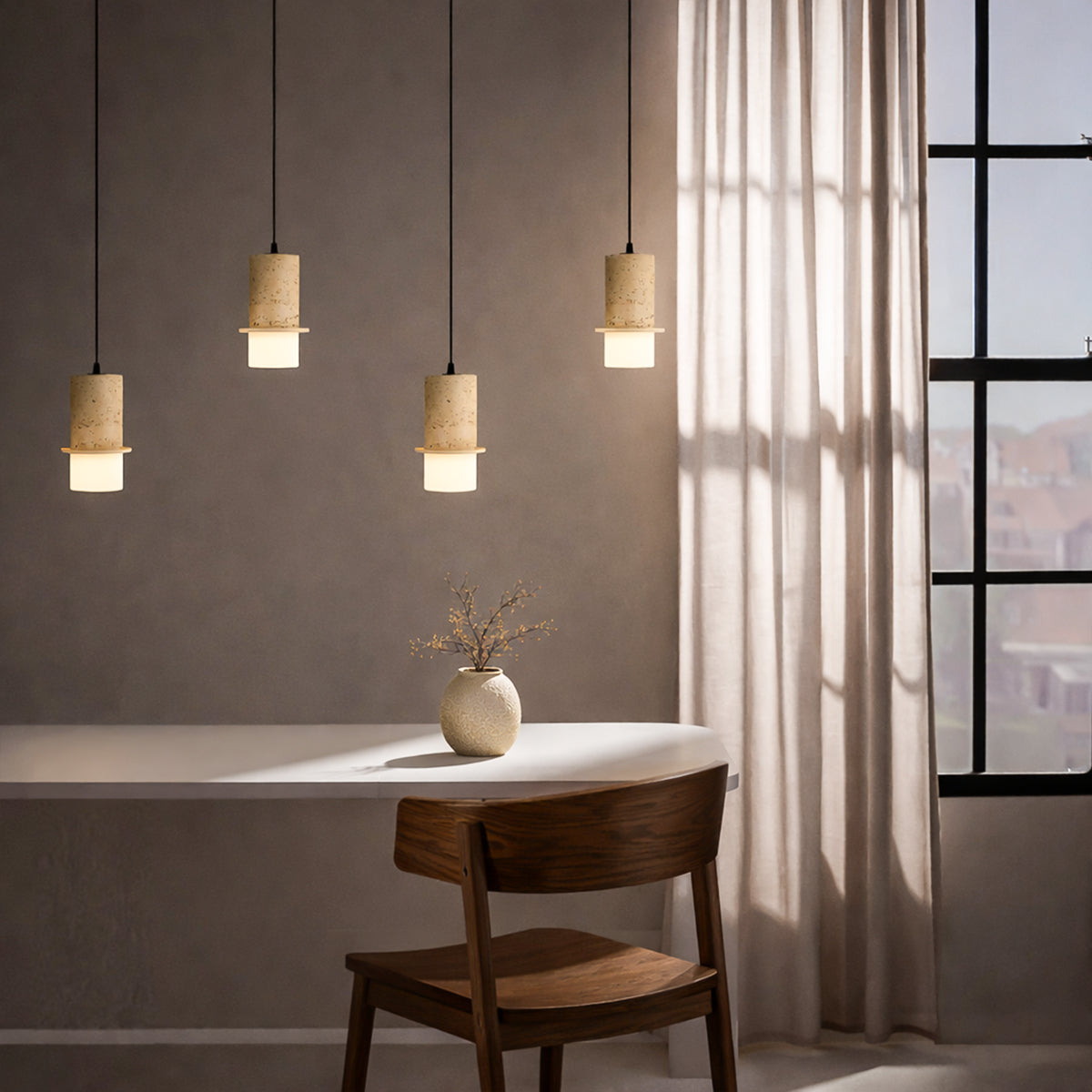 Kolisa LED 4 Light Island Pendant 24W Tri Colour Beige - KOLISA PE4B-BE