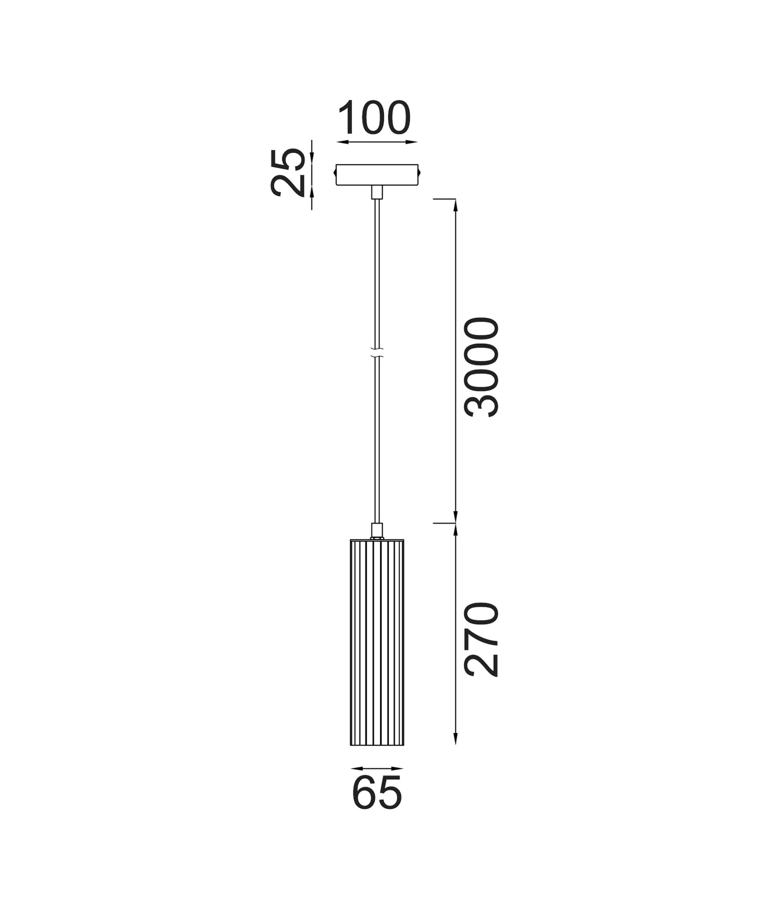 Kolonne Ribbed Cylinder Pendant Light Gold - KOLONNE3