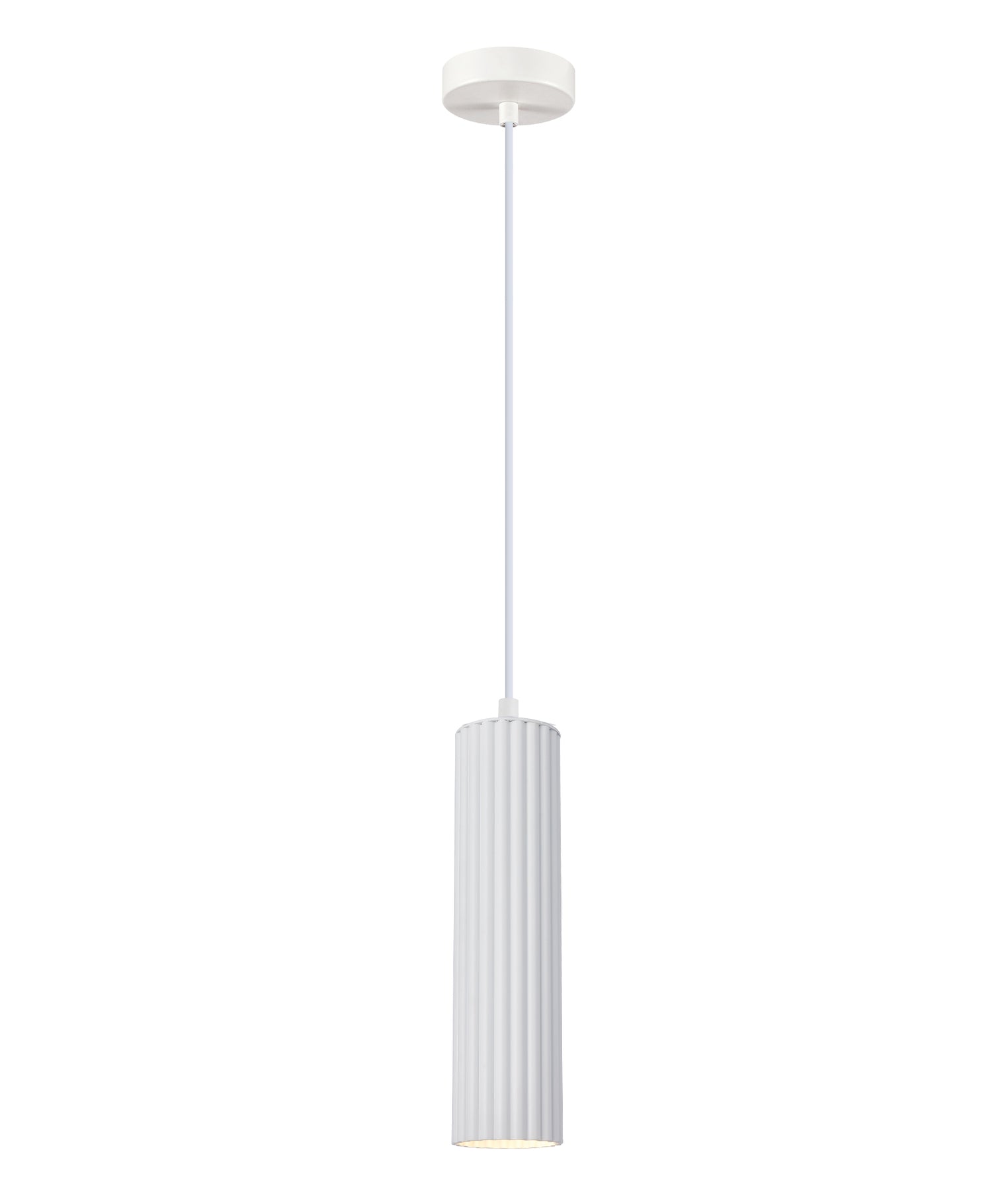 Kolonne Ribbed Cylinder Pendant Light White - KOLONNE2