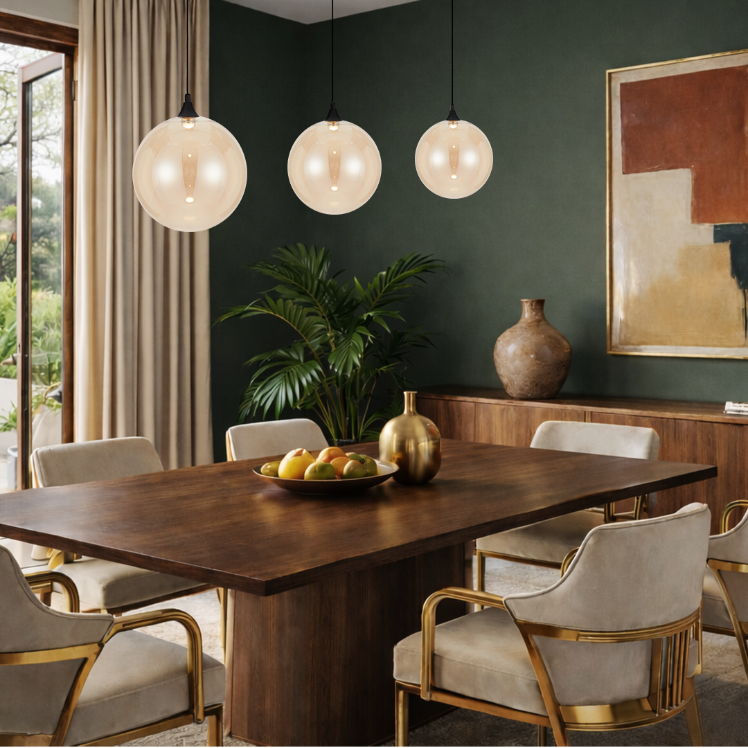 Kupla LED Pendant 4W 3000K Black & Champagne - KUPLA PE1-BKCHM