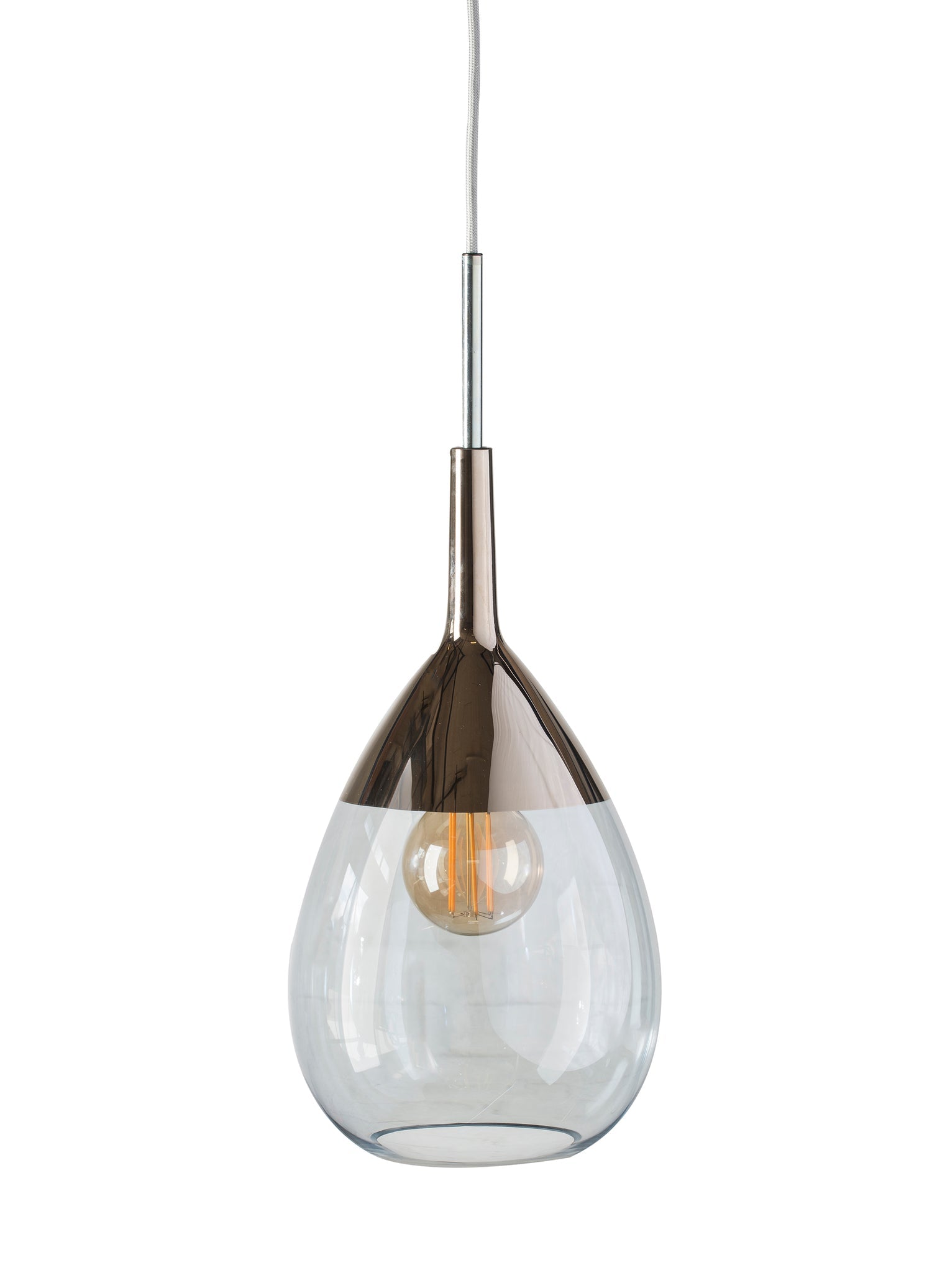 Lute Medium Pendant Light Topaz Blue & Shiny Silver - LA101460