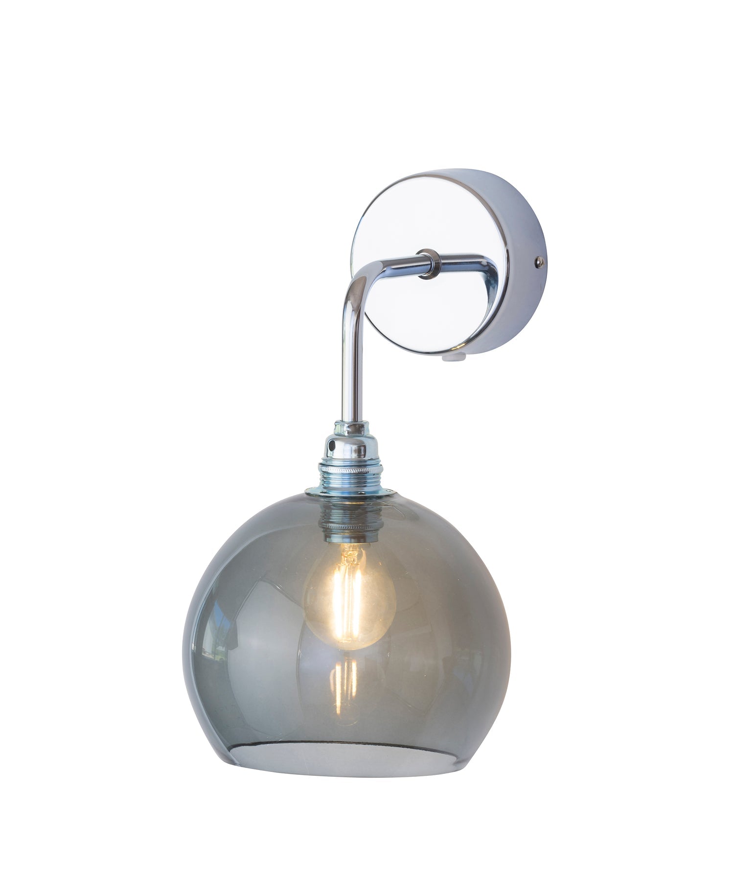 Rowan Small Wall Light Smokey Grey & Shiny Silver - LA101546W