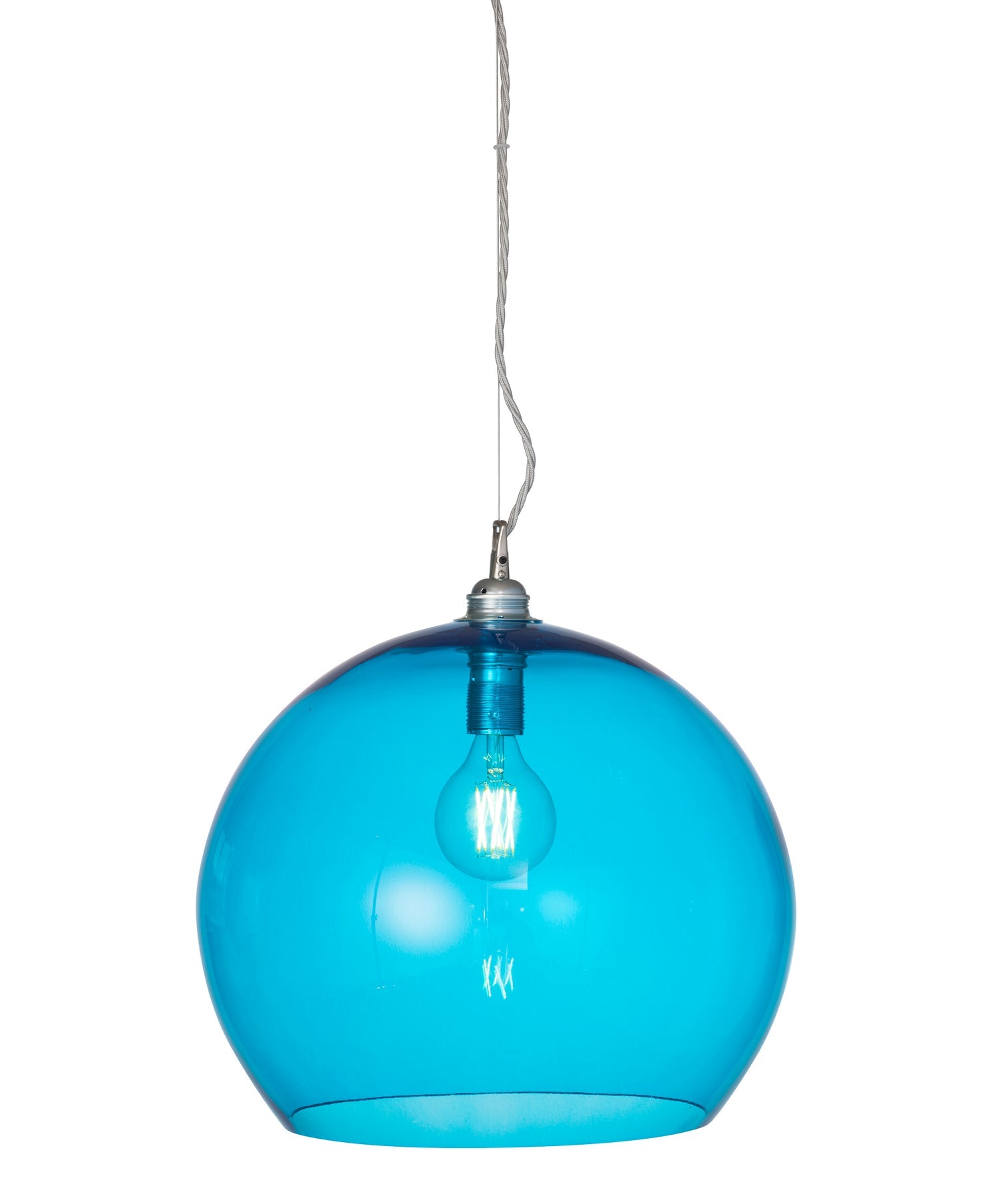Rowan Large Pendant Light Pool Blue & Matt Silver - LA101767