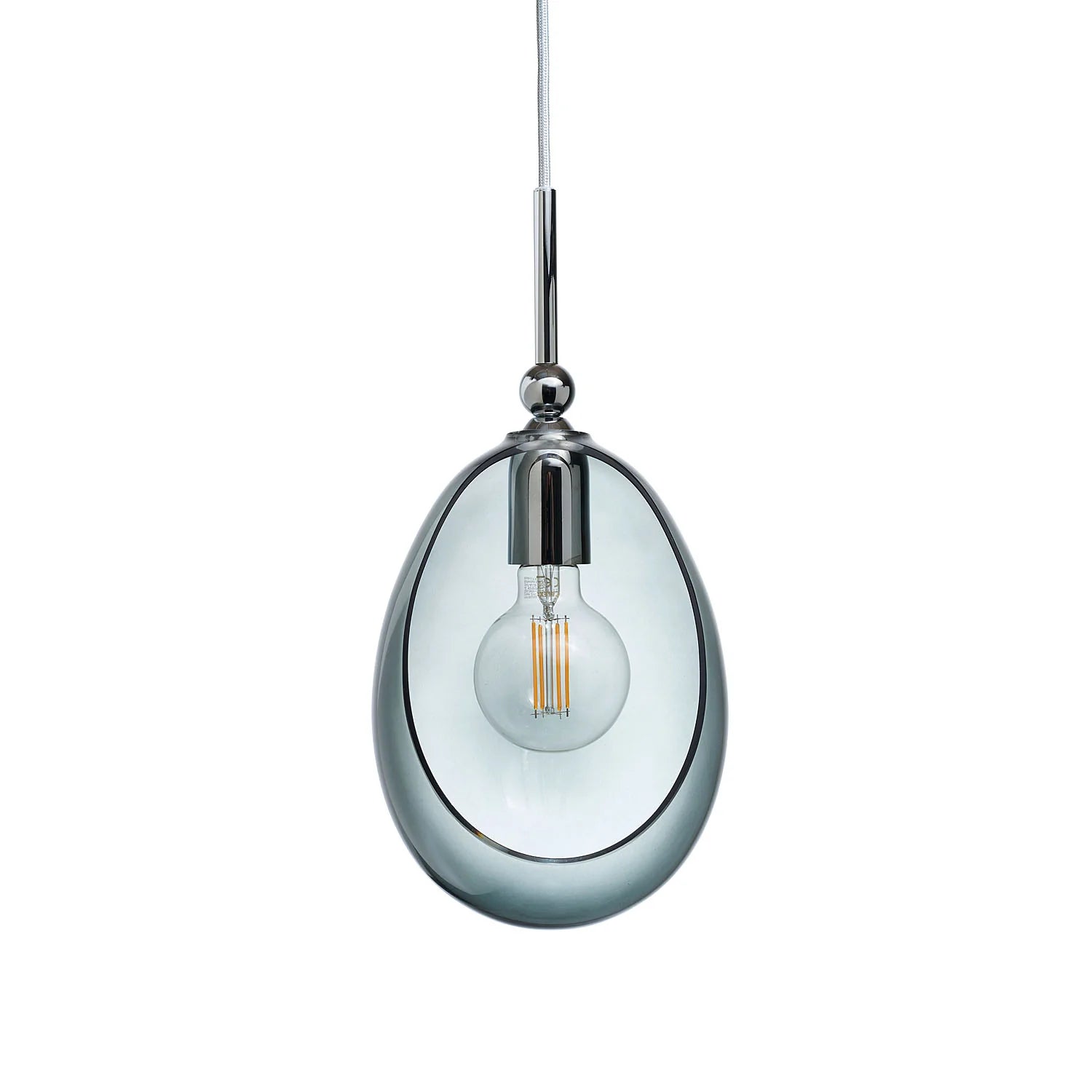 Embrace Medium Pendant Light Smokey Grey & Shiny Silver - LA102105