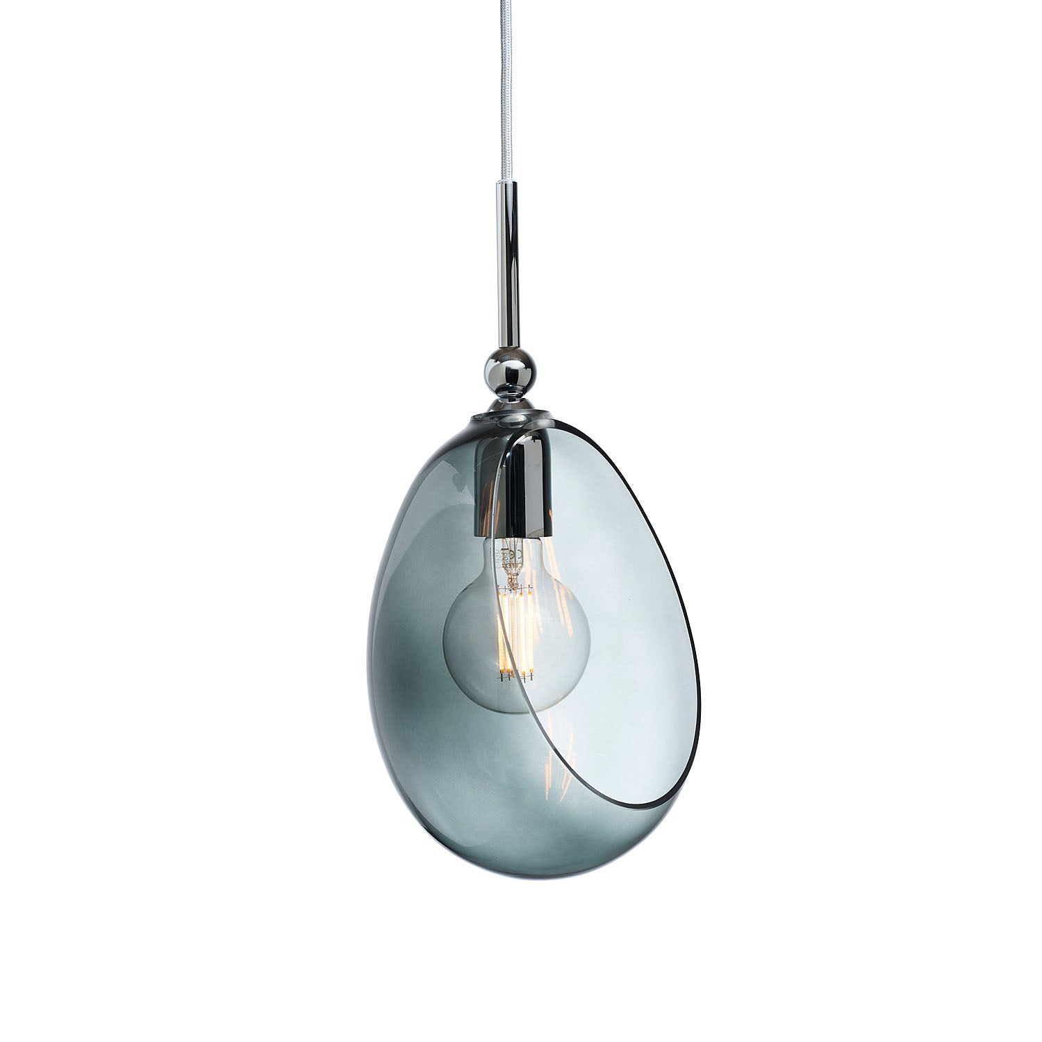 Embrace Medium Pendant Light Smokey Grey & Shiny Silver - LA102105