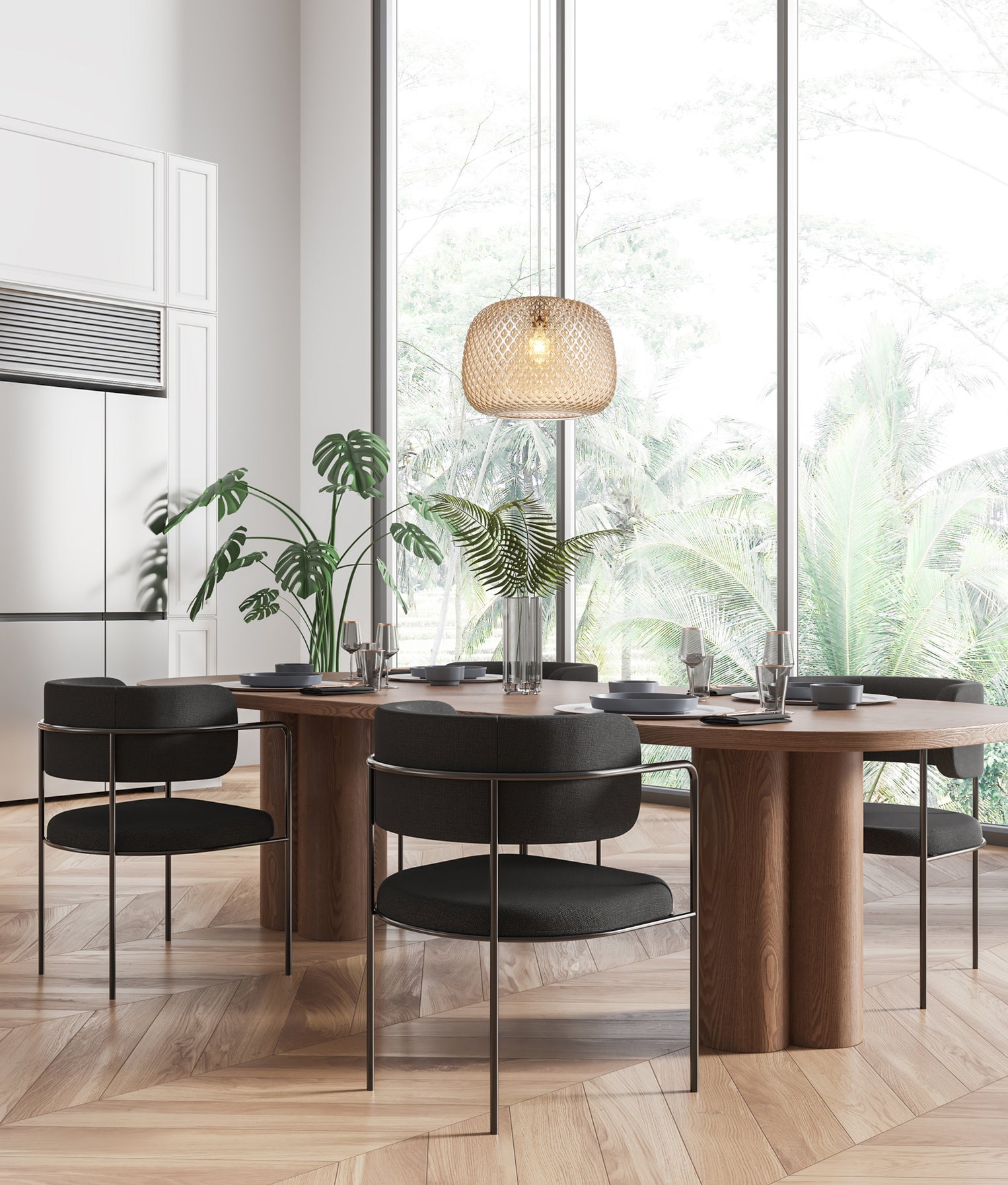 Labu Dome Glass with Segments Pendant Light Amber - LABU2