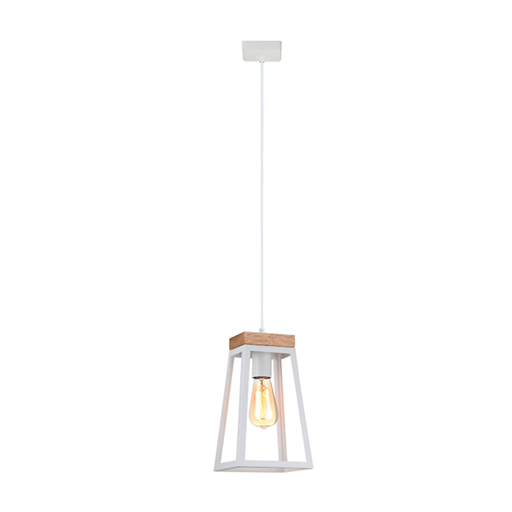 LANTERNA Wood Trapezium 1 Light Pendant White - LANTERNA2