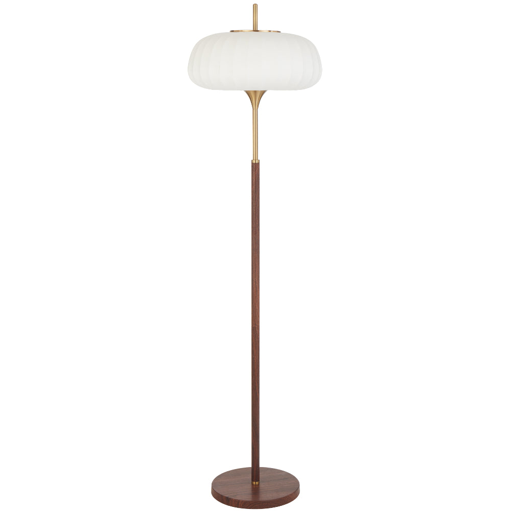 Lasian Floor Lamp Walnut, Antique Gold & White - LASIAN FL-WDAG