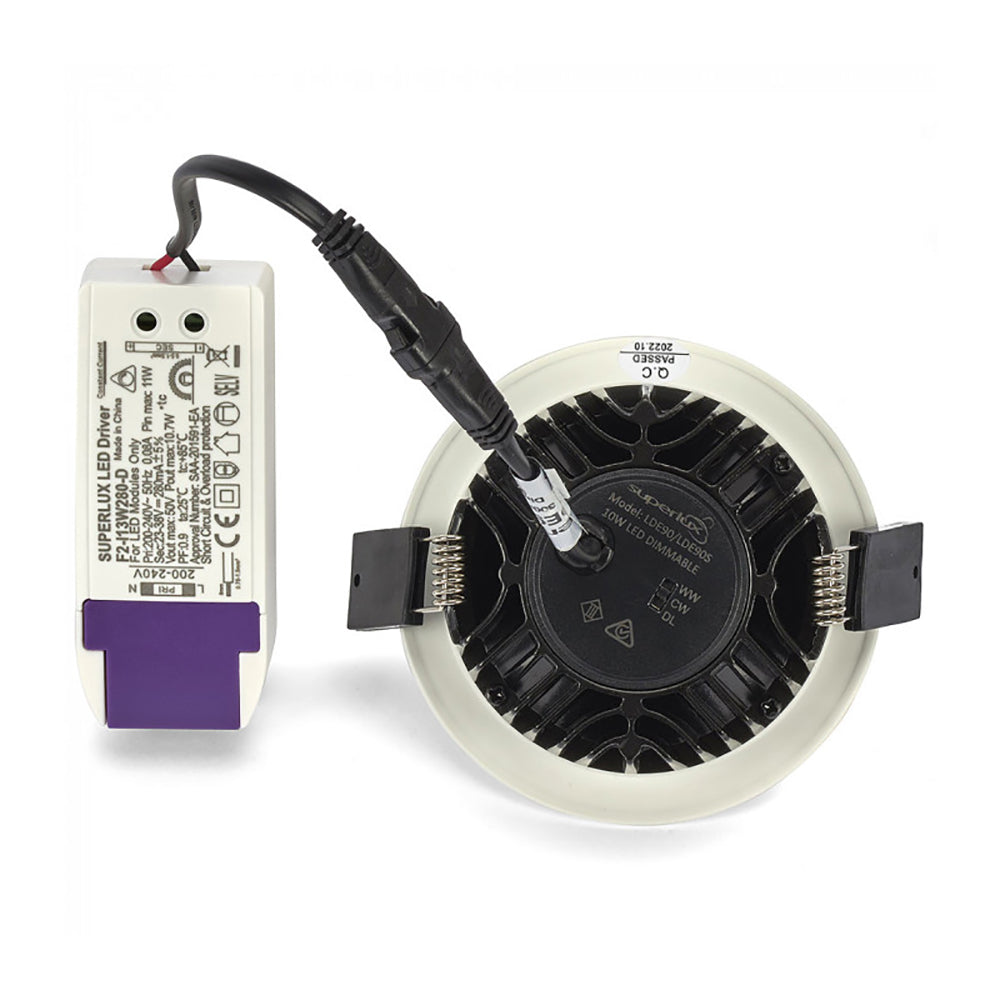 Buy Recessed LED Downlights Australia Round Recessed LED Downlight White Aluminium 3CCT - LDE90-WH