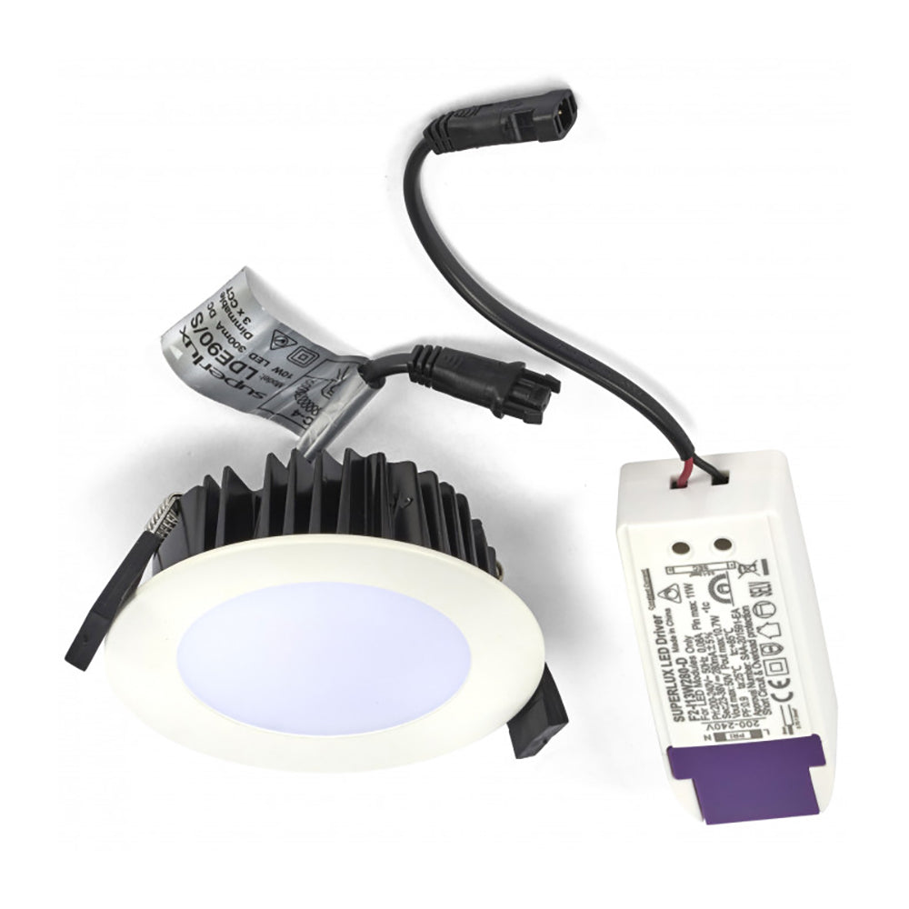Buy Recessed LED Downlights Australia Round Recessed LED Downlight White Aluminium 3CCT - LDE90-WH