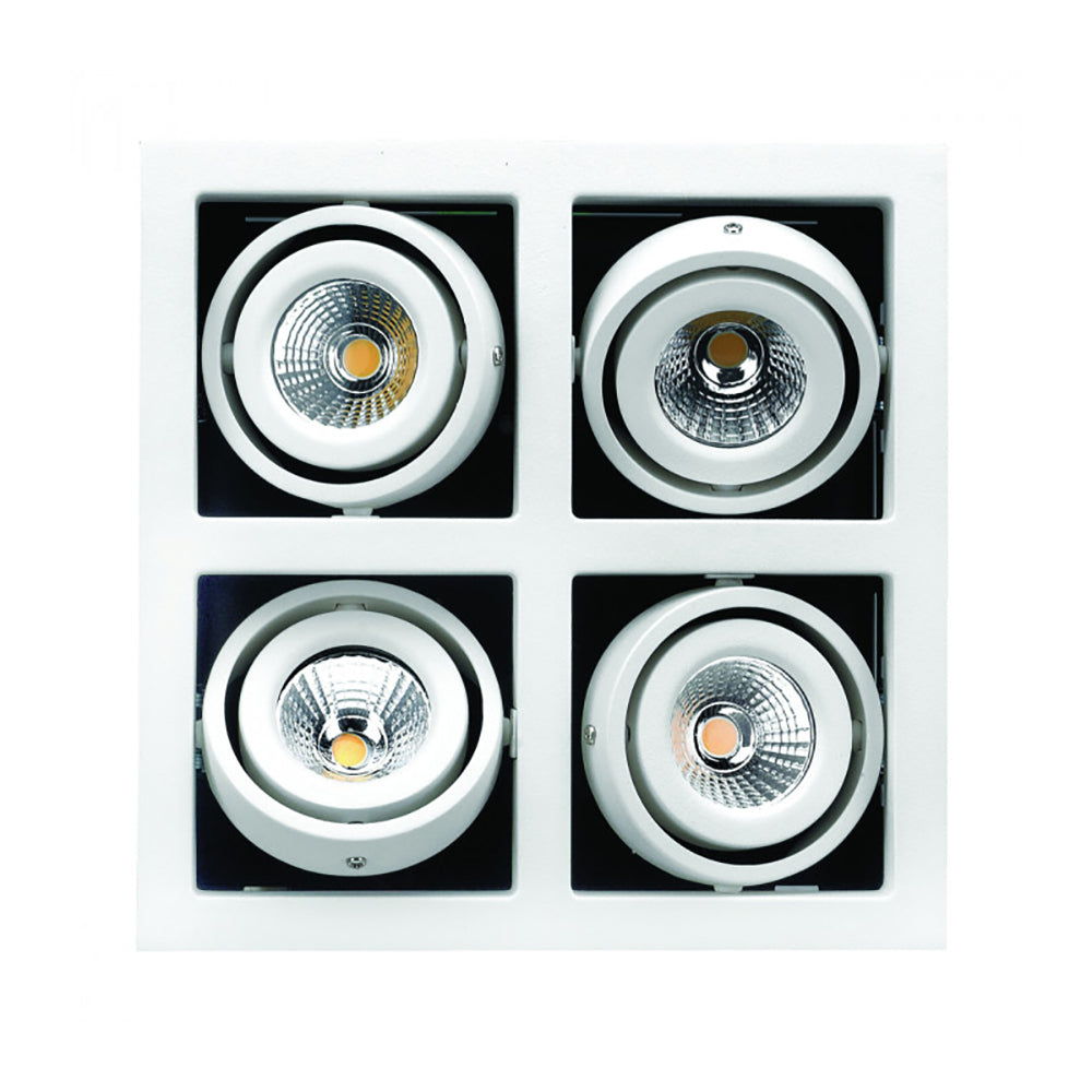 Buy Recessed LED Downlights Australia Square Recessed LED Downlight 4 Lights White Metal 3000K - LDL-GIM4-WH