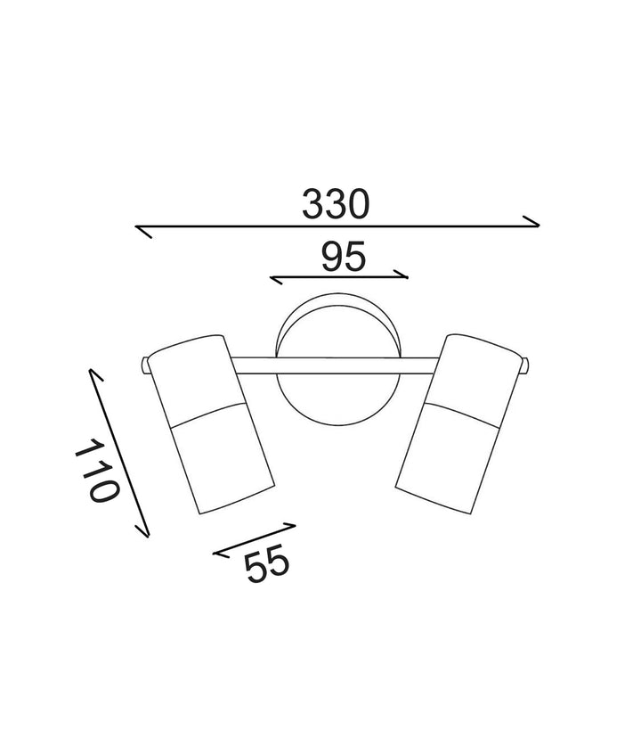 Lengan Double Head Adjustable Round Base Spot Light White - LENGAN2W