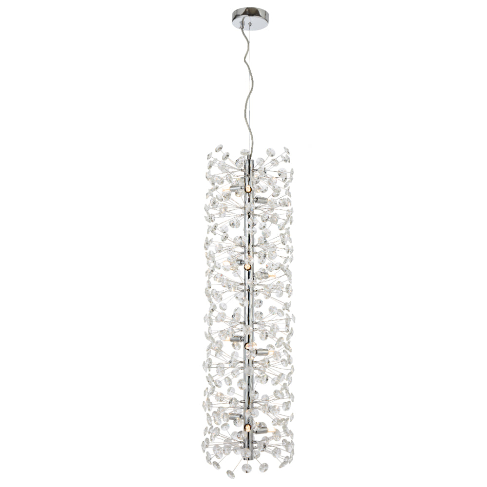 Lerida 12 Light Vertical Pendant Chrome & Clear - LERIDA PE12V-CH
