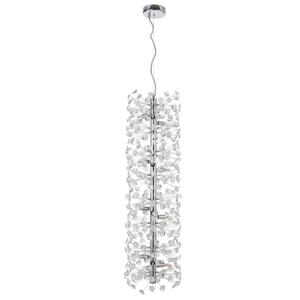 Lerida 12 Light Vertical Pendant Chrome & Clear - LERIDA PE12V-CH