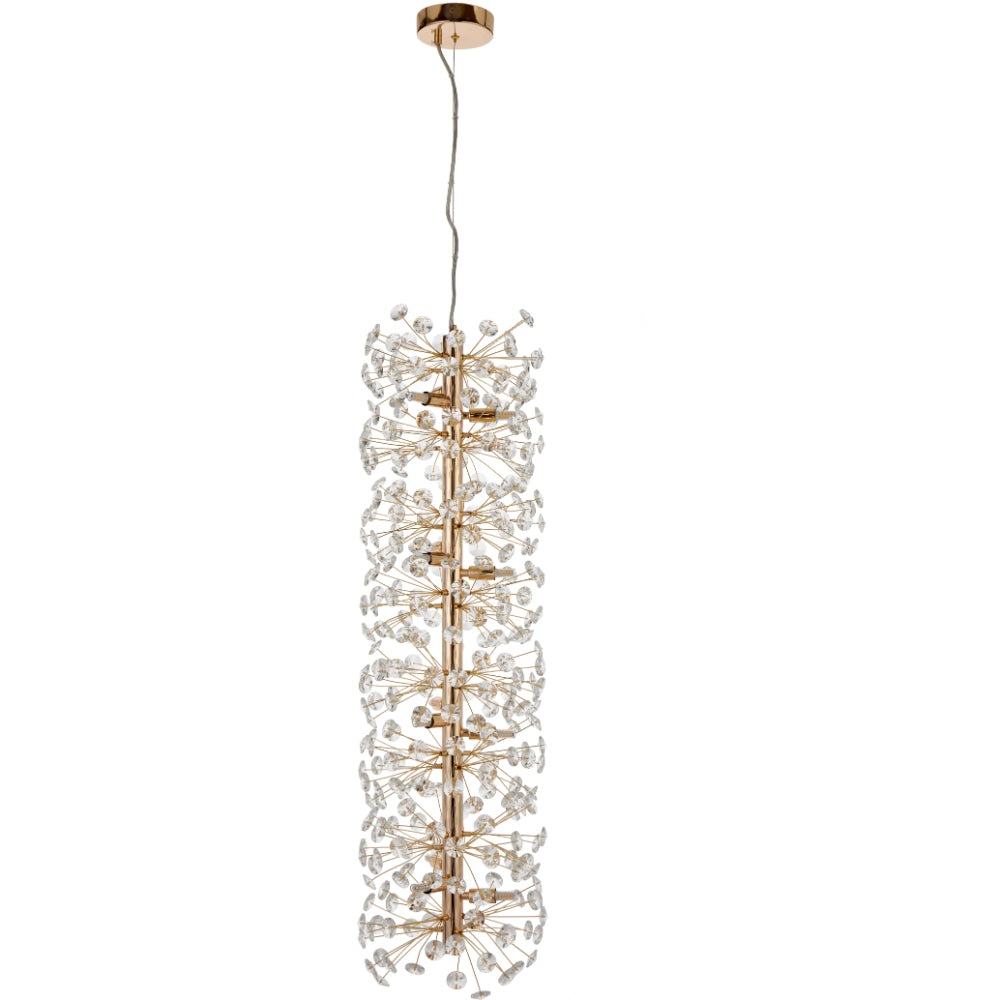 Lerida 12 Light Vertical Pendant Gold & Clear - LERIDA PE12V-GD