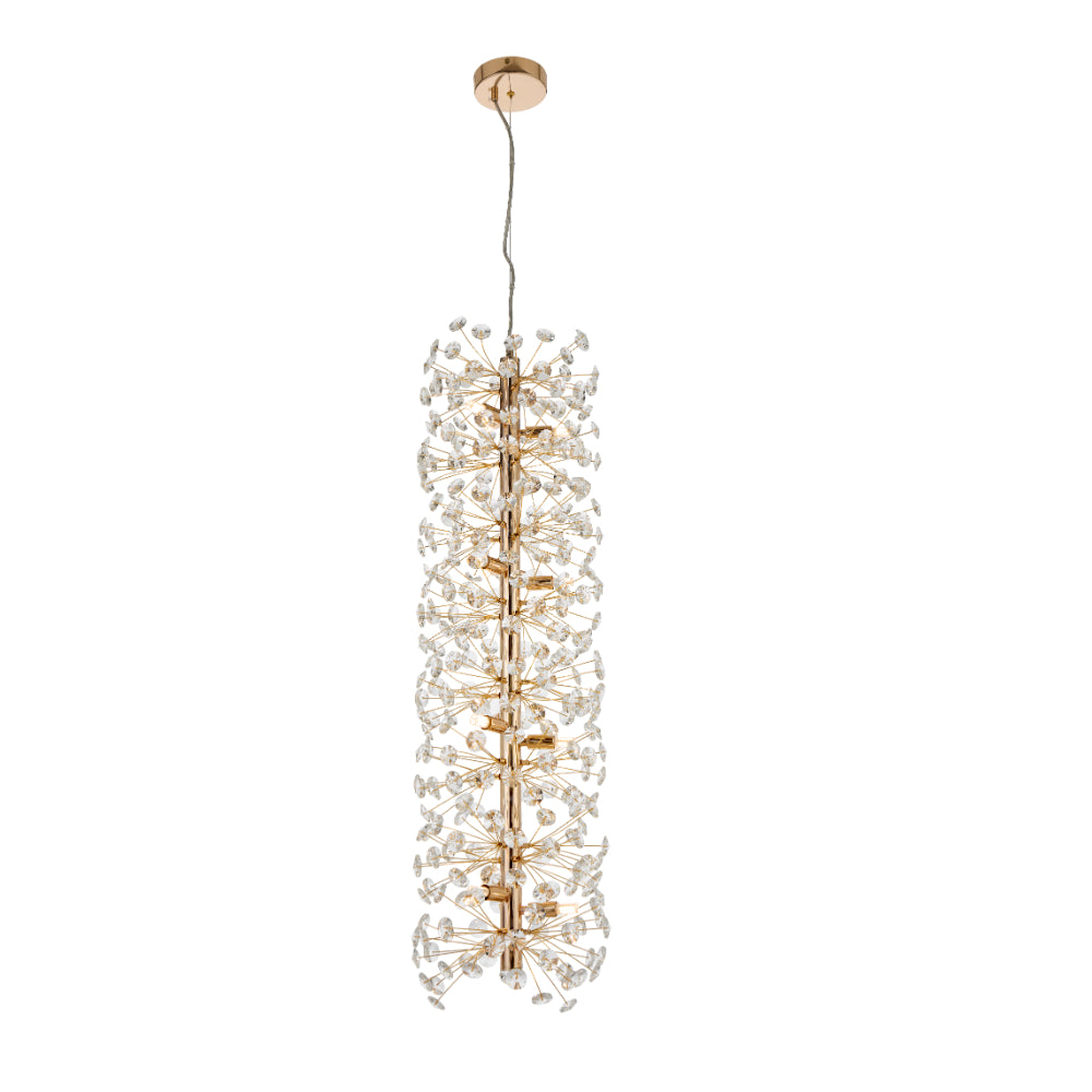 Lerida 12 Light Vertical Pendant Gold & Clear - LERIDA PE12V-GD