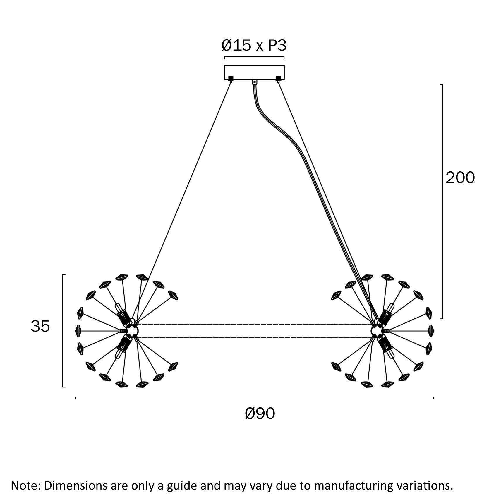Lerida 24 Light Pendant Gold & Clear - LERIDA PE24-GD