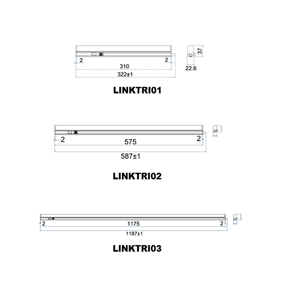 Buy Under Cabinet Lights Australia LINKTRI Interior LED Tri-CCT Linkable T5 Slimline Utility Light 4W 322mm - LINKTRI01