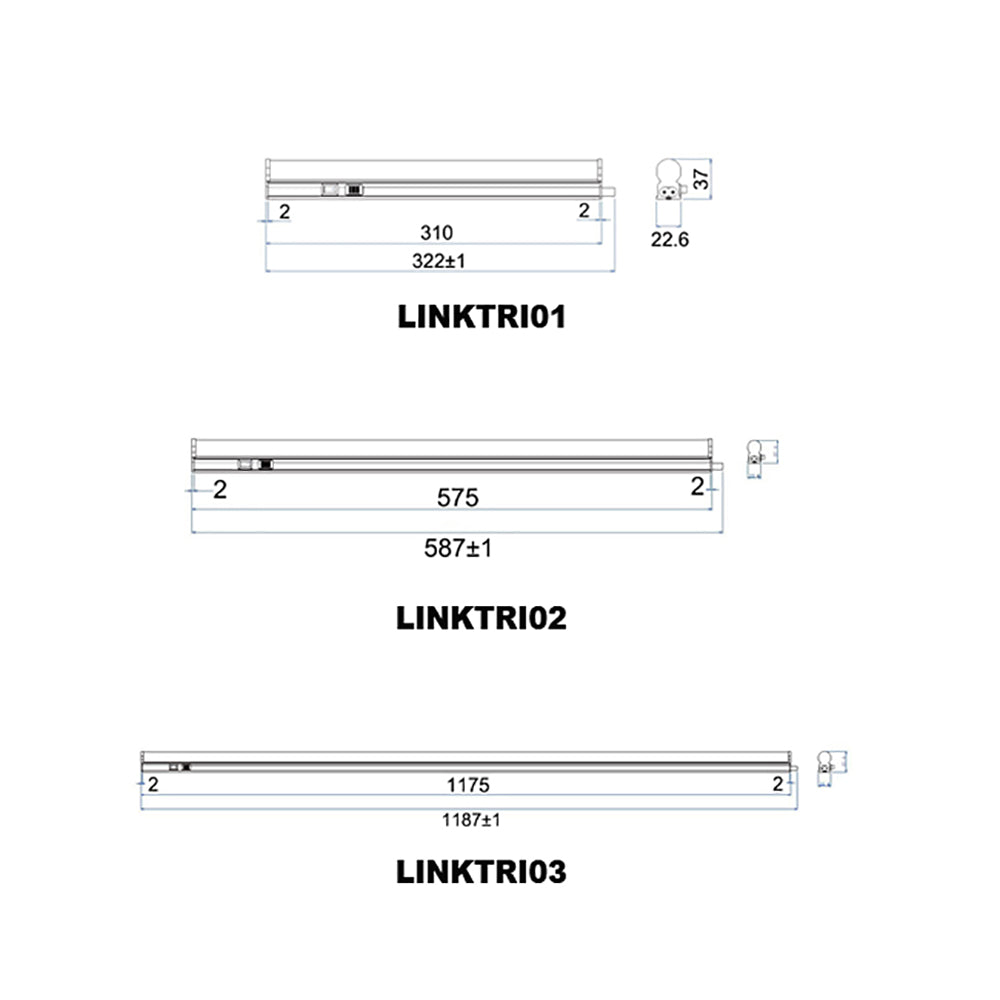 LINKTRI Interior LED Tri-CCT Linkable T5 Slimline Utility Light 9W 570mm - LINKTRI02