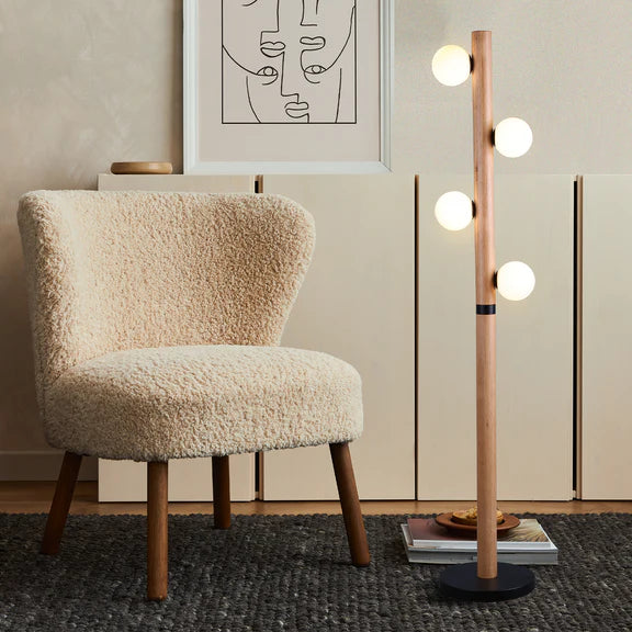 Evie Floor Lamp Matt Black & Opal - LL-09-0297