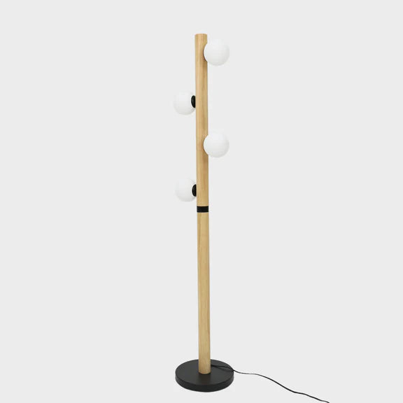 Evie Floor Lamp Matt Black & Opal - LL-09-0297