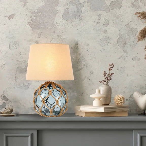 Jessamy Table Lamp Blue Glass & Natural - LL-14-0312BL