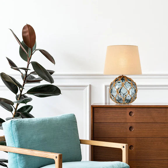 Jessamy Table Lamp Blue Glass & Natural - LL-14-0312BL