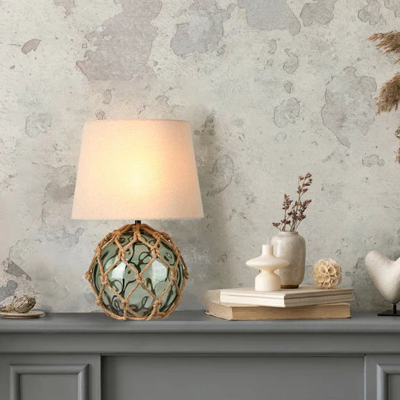 Jessamy Table Lamp Green Glass & Natural - LL-14-0312G